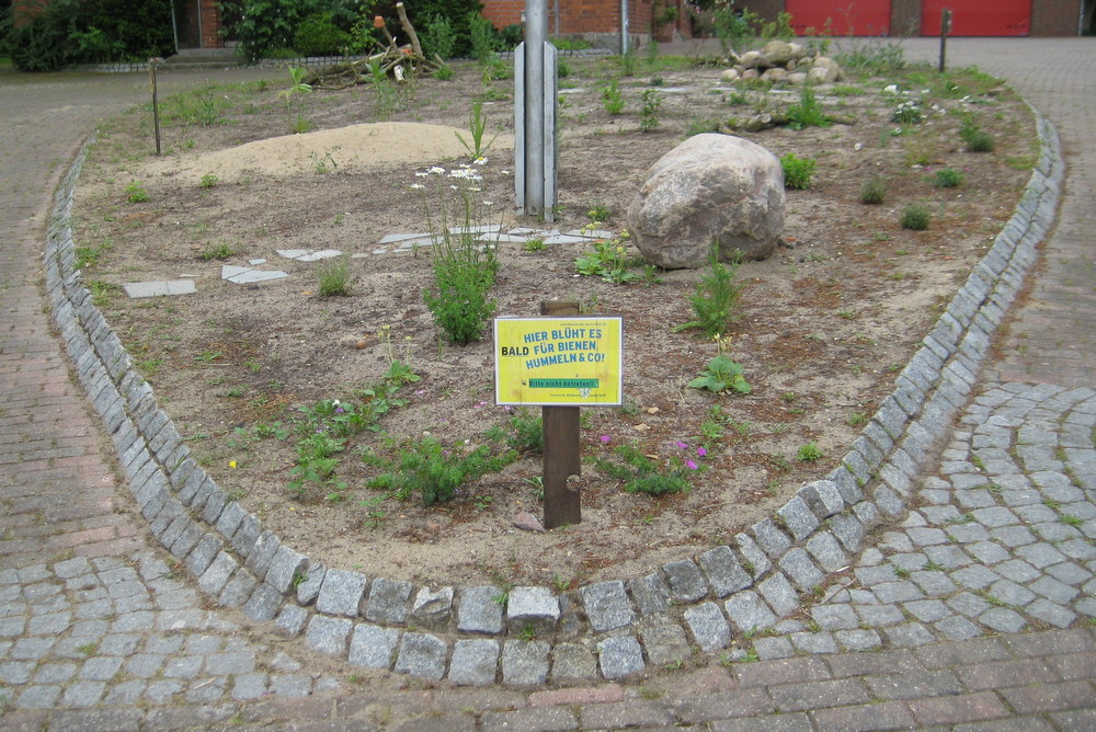 Bald ein Paradies für Hummeln, Bienen & Co: Das Wildblumenbeet vor dem Feuerwehrhaus