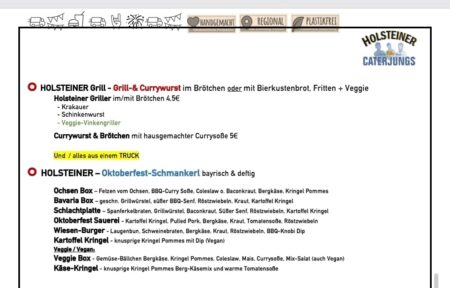 Holsteiner Caterjungs - Speisekarte fürs Oktoberfest